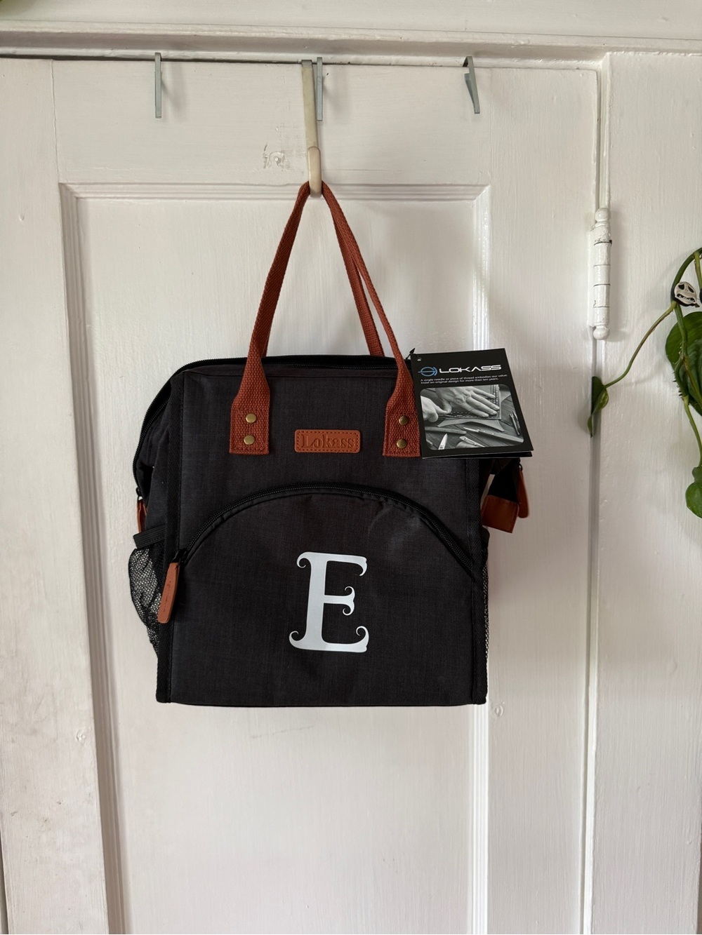 Black Tote with Brown Accents - Monogram E LOKASS new